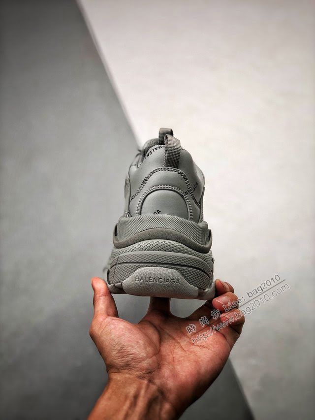 Balenciaga經典款男女鞋 巴黎世家頂級版本Triple S大底LOGO酷灰彈幕老爹鞋 Balenciaga情侶款老爹鞋  hdbl1209